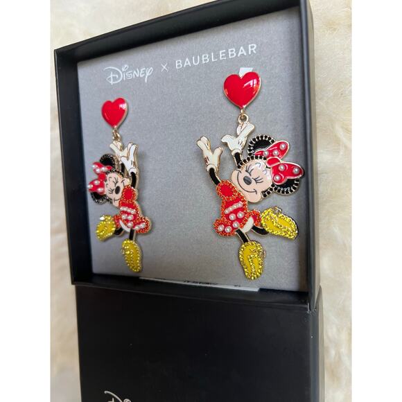 Disney x Baublebar Minnie Mouse Statement Heart Drop Dangle Earrings - Picture 3 of 3